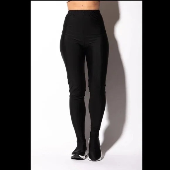 Black All In One Lycra Stretch Leggings Sneakers Pants - Picture 4 of 5